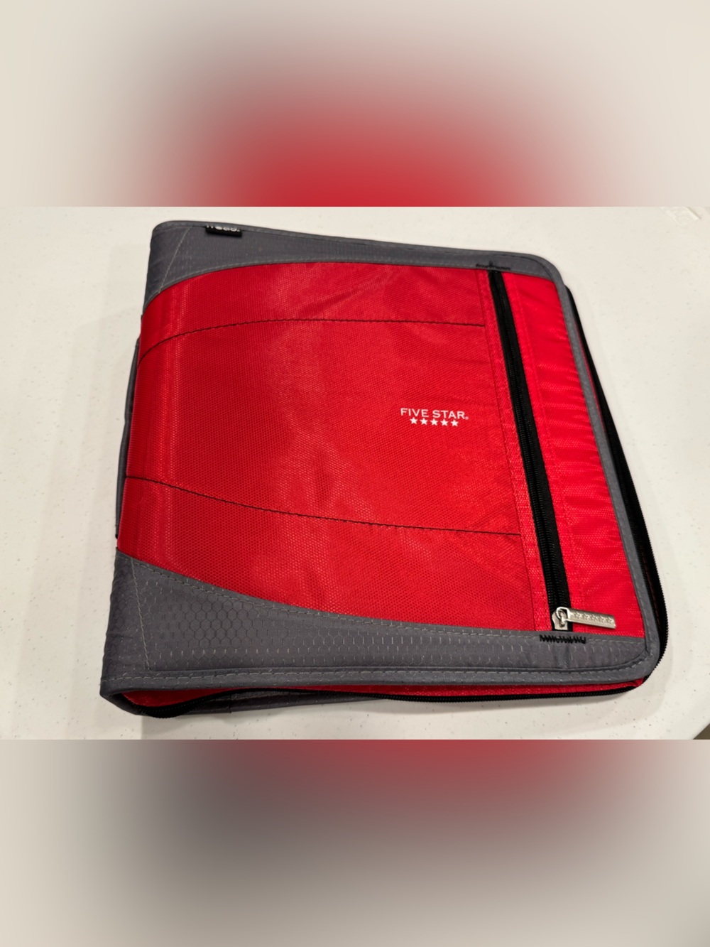 VTG Mead Five Star Folder Binder 3 Zipper 4 Pocket Red/Gray New Unused Condition